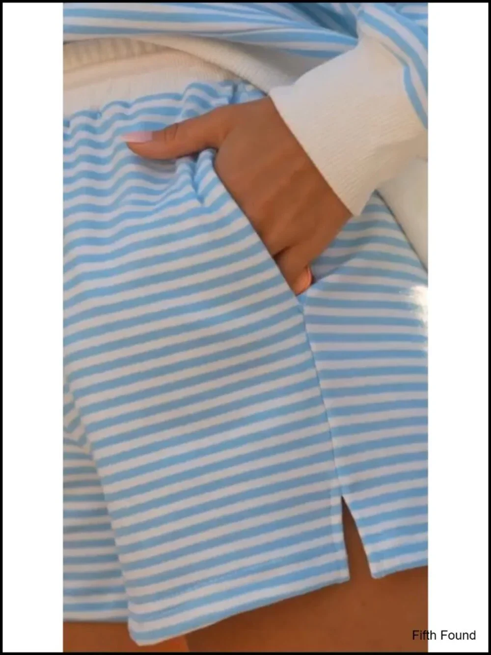 Striped 2 Piece Lounge Set Mock Neck Oversized Sweatshirt Shorts Matching Set